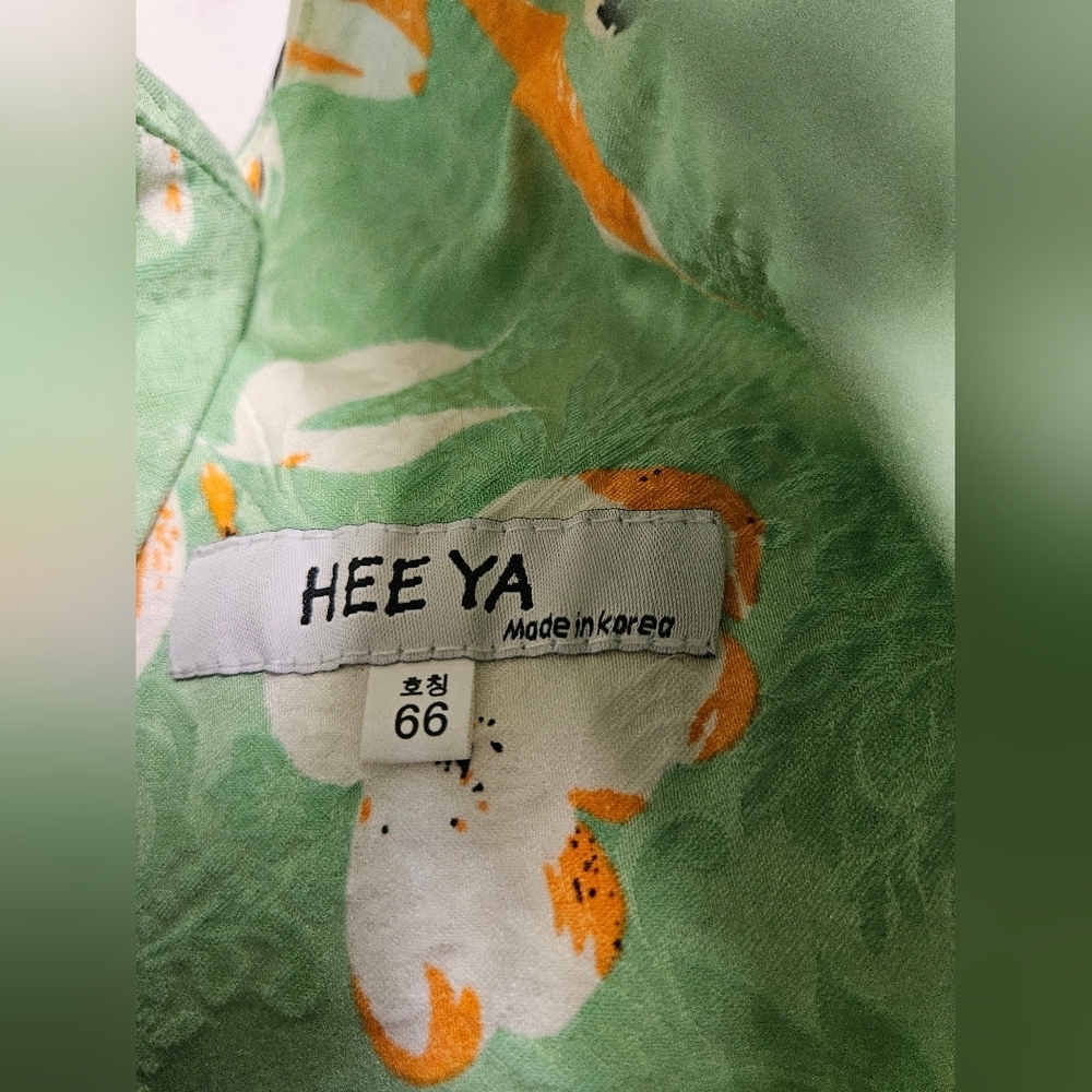 HEEYA/ Floral Green Dress with Orange Accents Women's XS - Picture 6 of 6